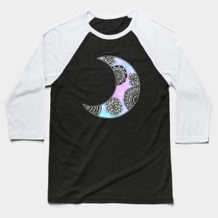 Crescent Moon Mandala Galaxy Baseball T-Shirt